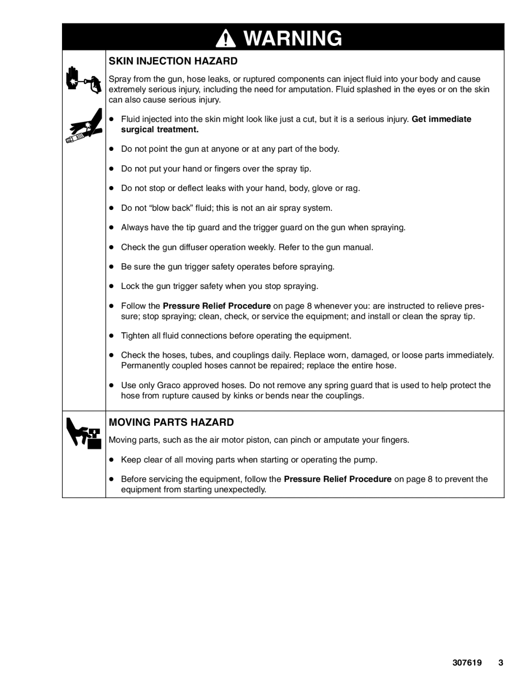 Graco 223596, 239140 important safety instructions Skin Injection Hazard 