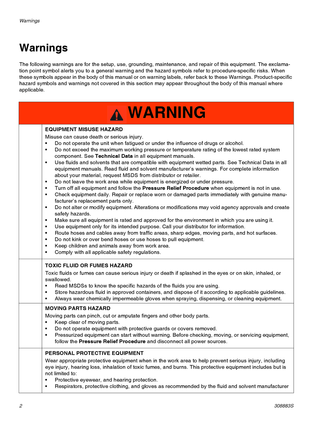 Graco 239877 Series D, 239888 Series D, 239887 Series D important safety instructions Equipment Misuse Hazard 