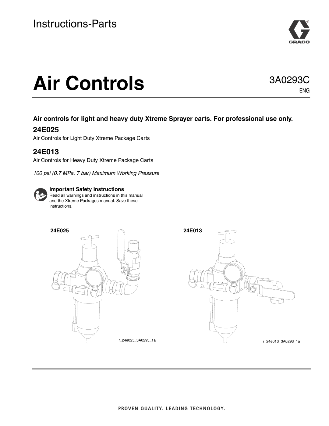 Graco 2.40E+14, 2.40E+26 important safety instructions Important Safety Instructions, 24E025 24E013 