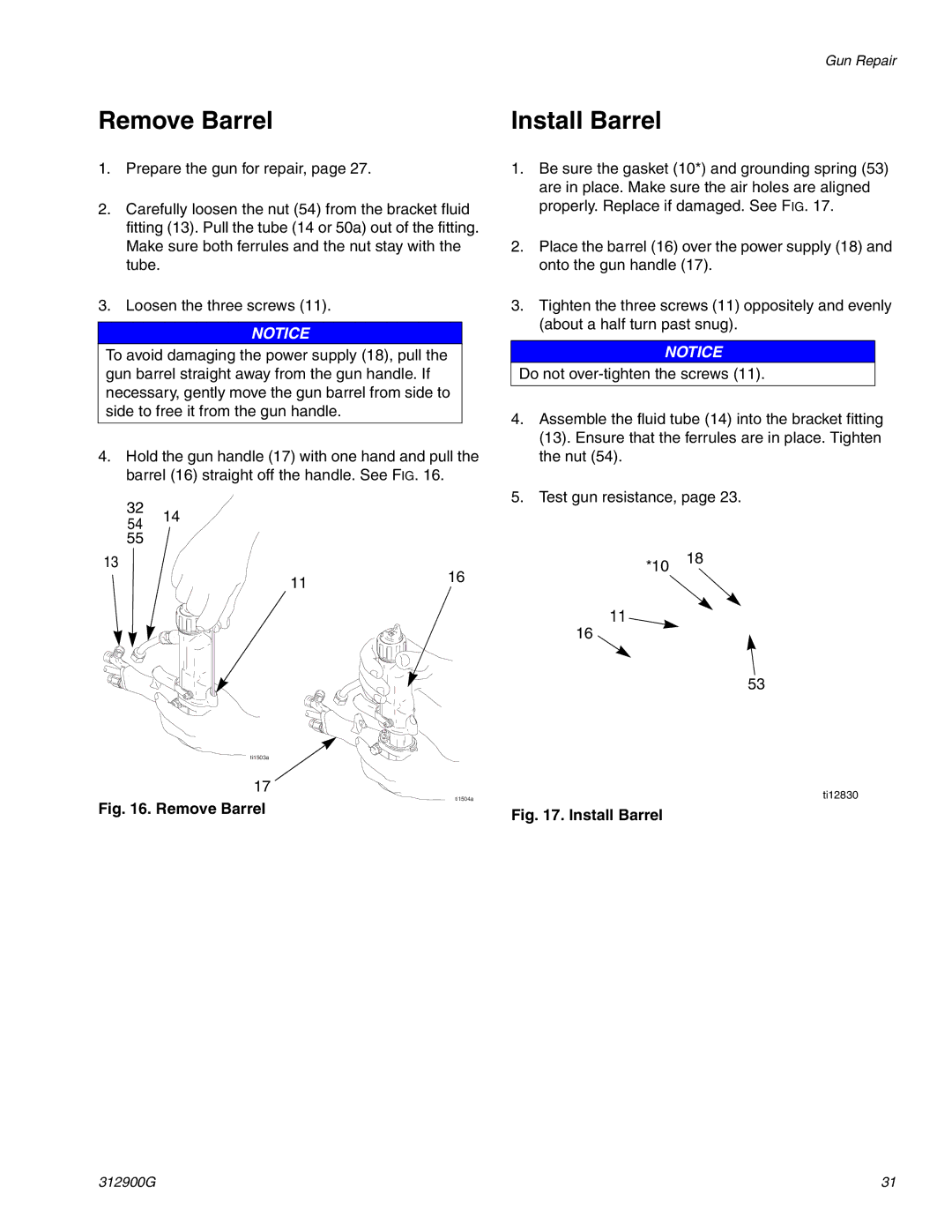 Graco 247936, 247937 important safety instructions Remove Barrel, Install Barrel 