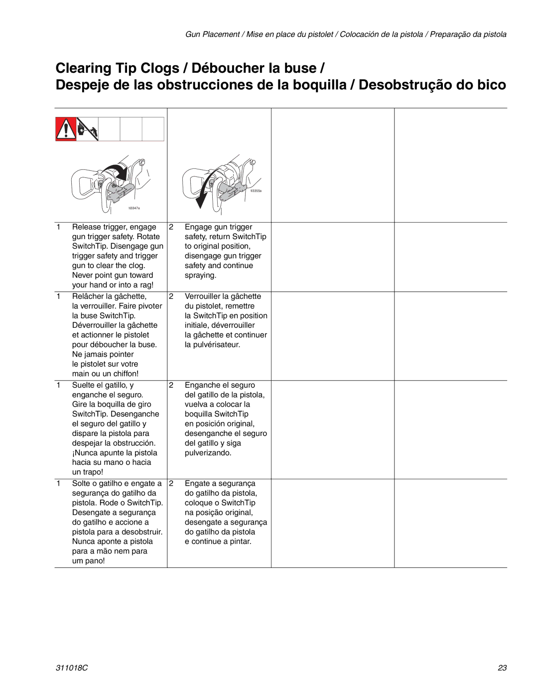 Graco 248872, 248871, 249012, 248870, 248873, 249013 important safety instructions Ti3355a Ti3347a 