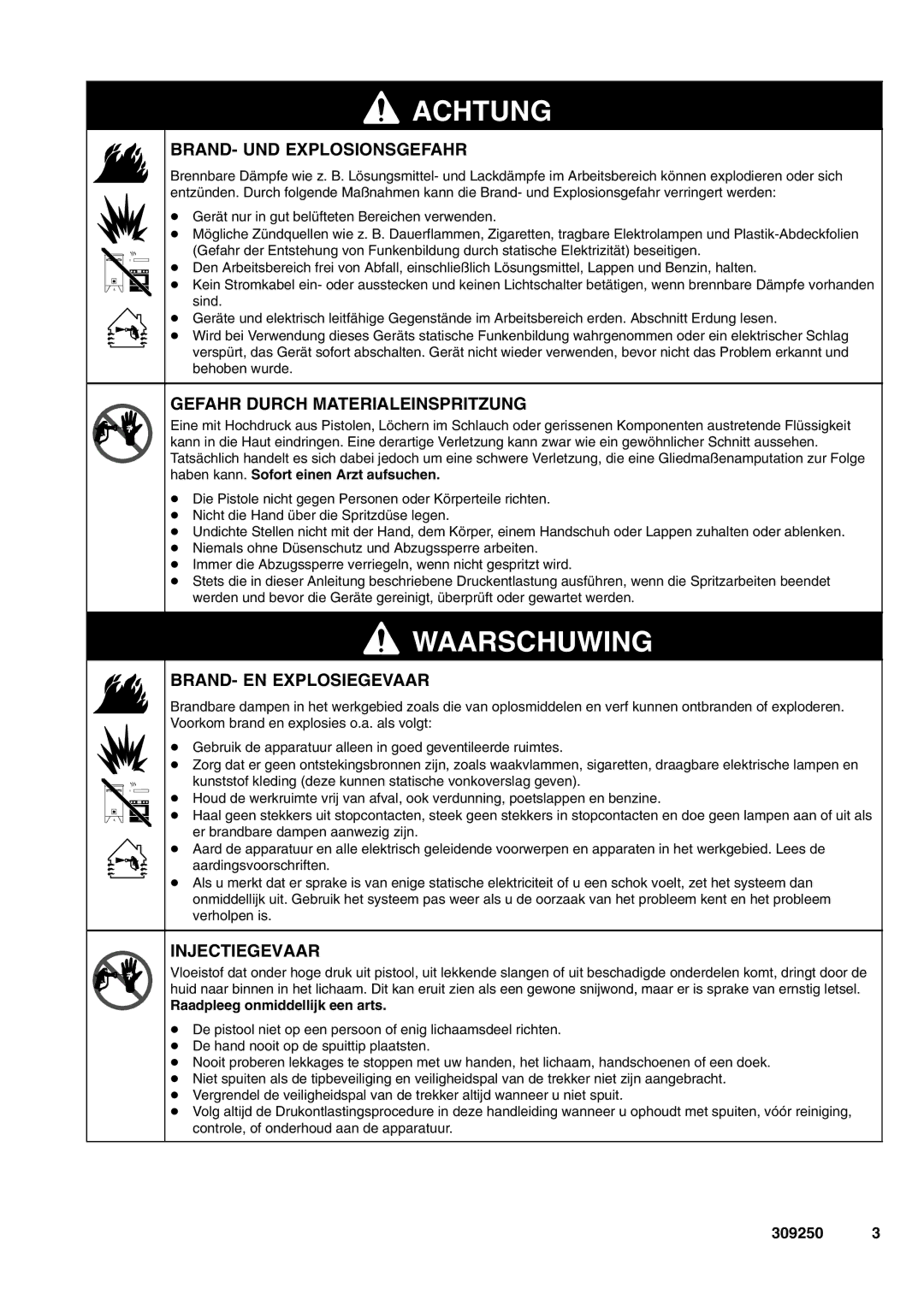 Graco 249127, 244195, 246428 important safety instructions Achtung 