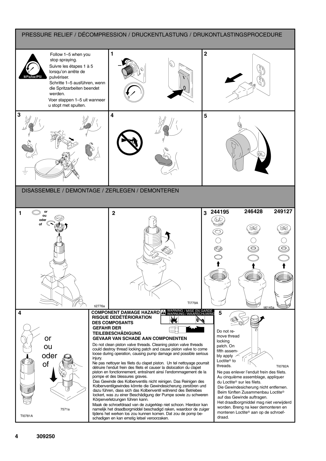 Graco 244195, 249127, 246428 important safety instructions Oder 