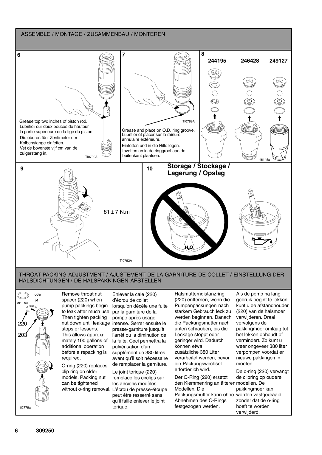 Graco 249127, 244195, 246428 important safety instructions 817 N.m, 220 203 