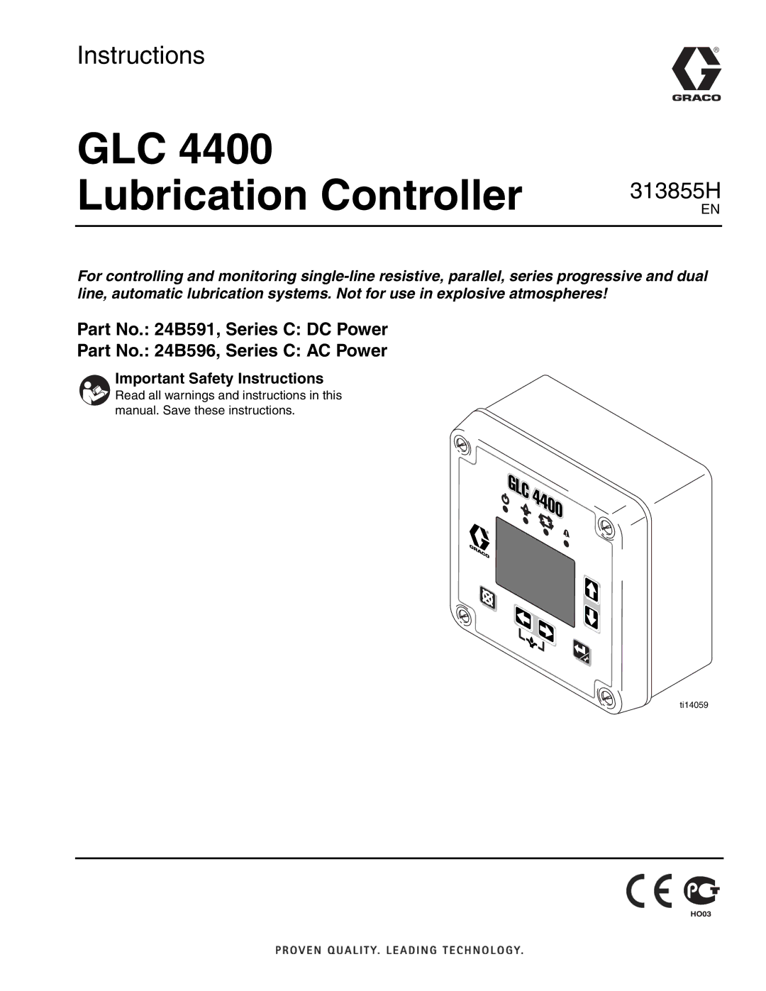 Graco 24B591, 24B596 important safety instructions GLC Lubrication Controller, Important Safety Instructions 