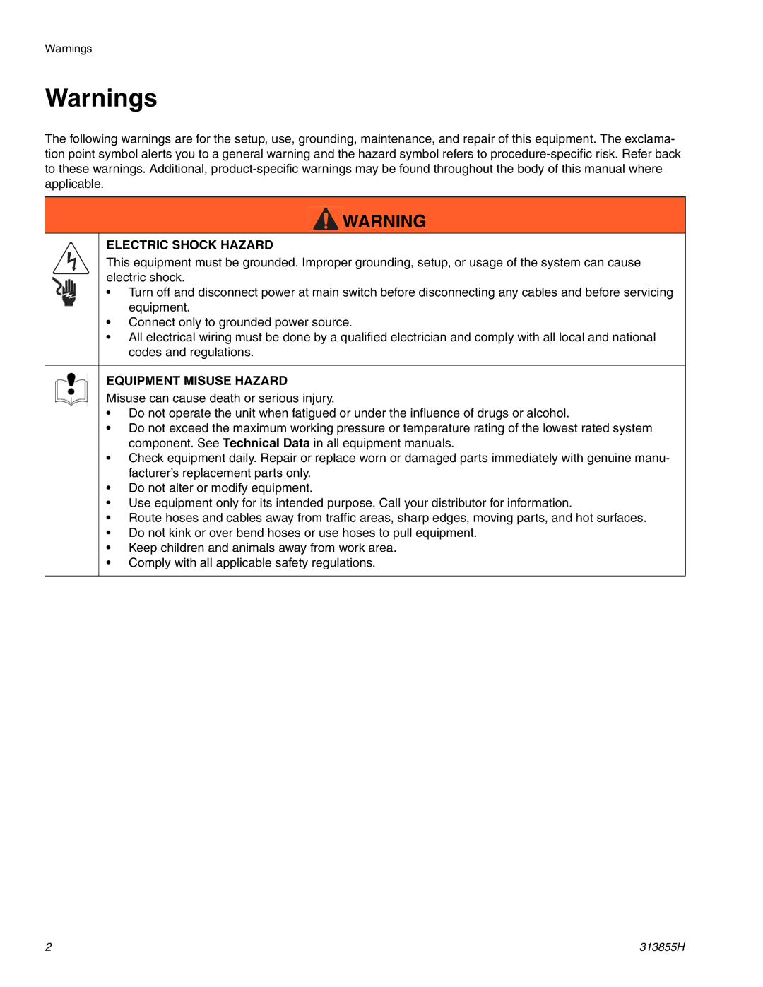 Graco 24B596, 24B591 important safety instructions Electric Shock Hazard 