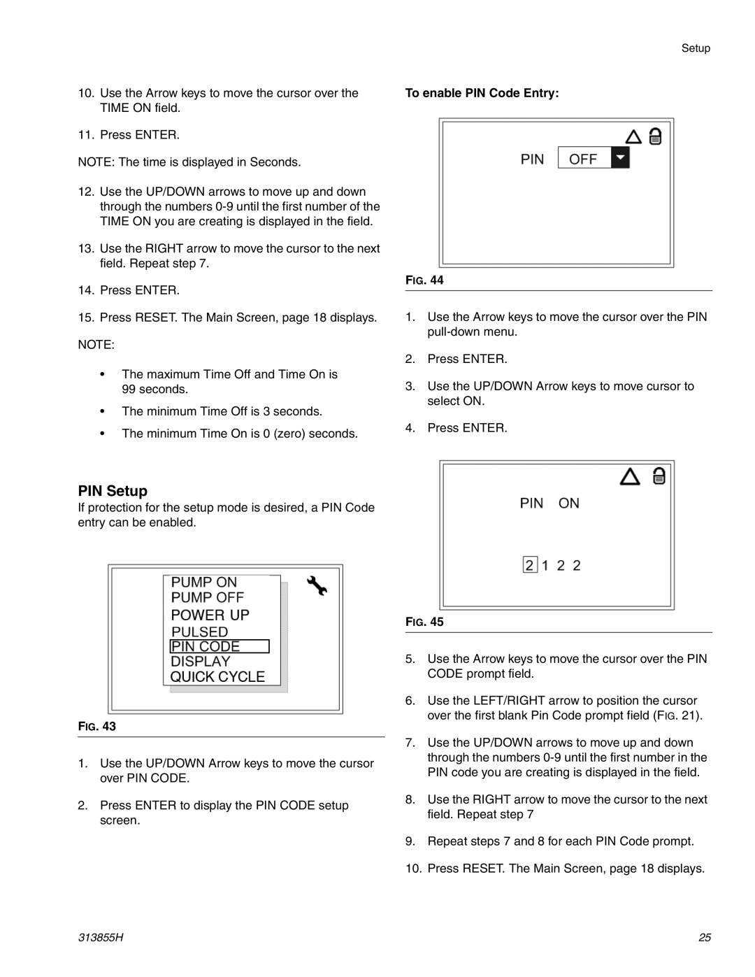 Graco 24B591, 24B596 important safety instructions PIN Setup, To enable PIN Code Entry 