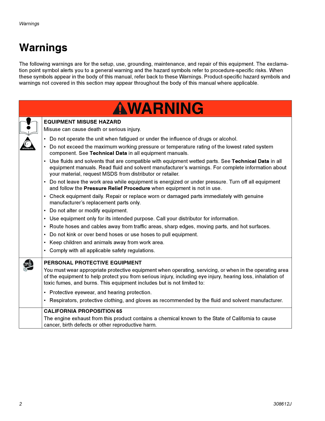 Graco 24G979, 238338 important safety instructions Equipment Misuse Hazard 