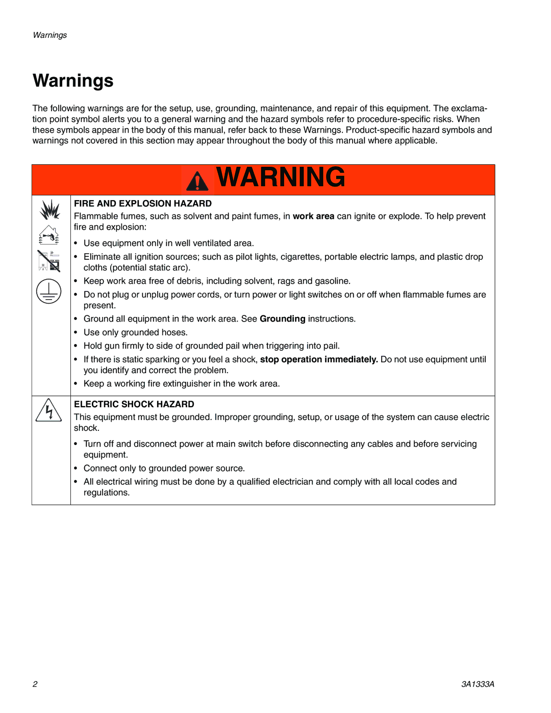 Graco 24H253 important safety instructions Fire and Explosion Hazard 