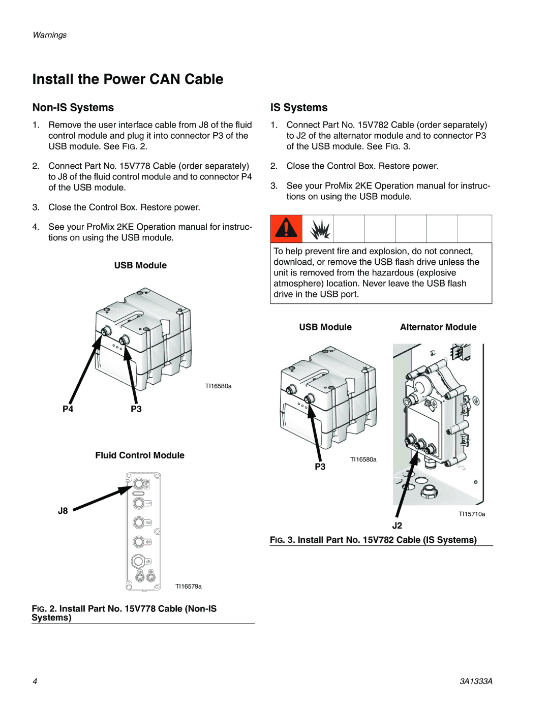 Graco 24H253 important safety instructions Install the Power can Cable, Non-IS Systems 