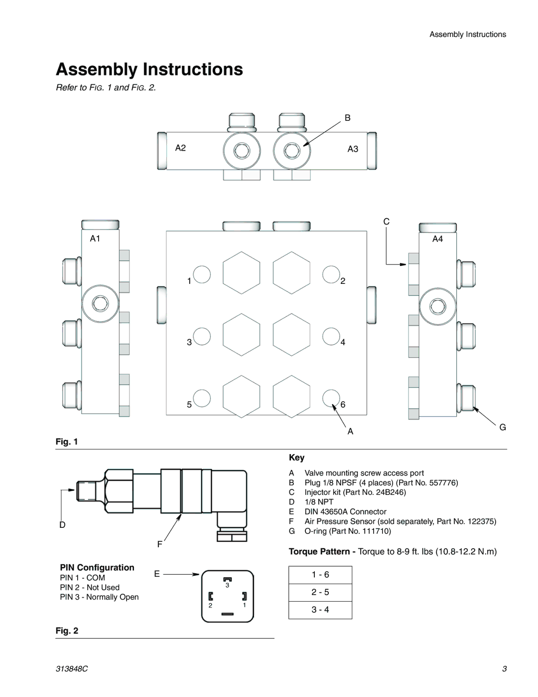 Graco 24B241, 24J817, 24J815, 24B239, 24J814, 24B240, 24B237, 24J816 Assembly Instructions, Key PIN Configuration 