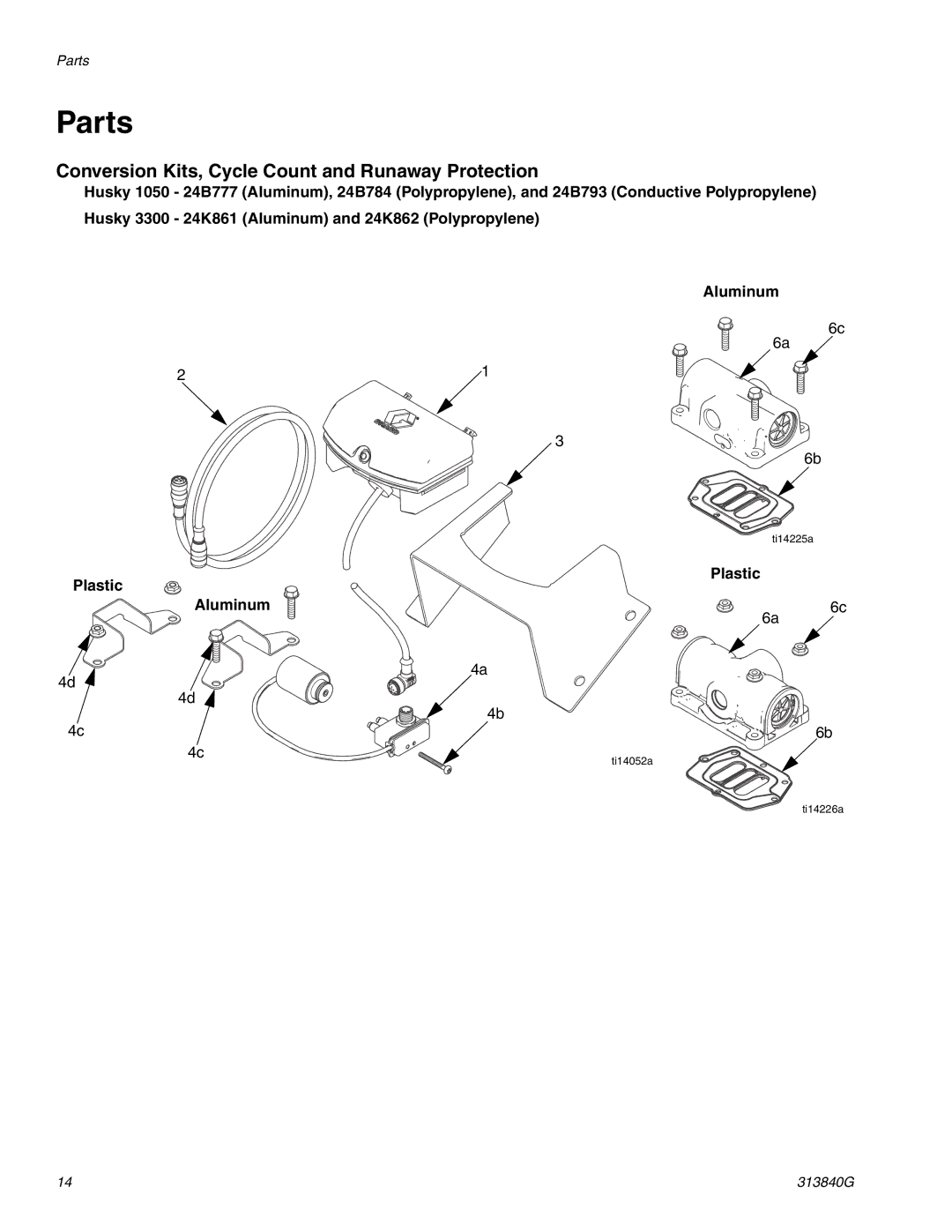 Graco 24B796, 24K861, 24B795, 24K864, 24B793 Parts, Conversion Kits, Cycle Count and Runaway Protection, Plastic Aluminum 