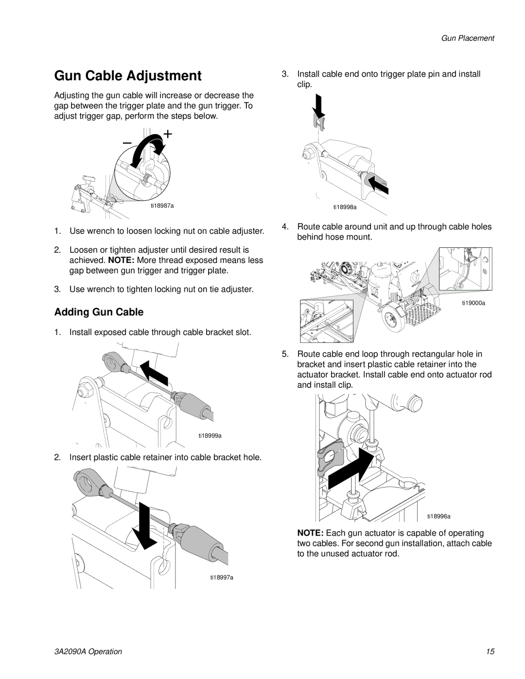 Graco 24K962, 24K961, 24K960, 24M608 important safety instructions Gun Cable Adjustment, Adding Gun Cable 