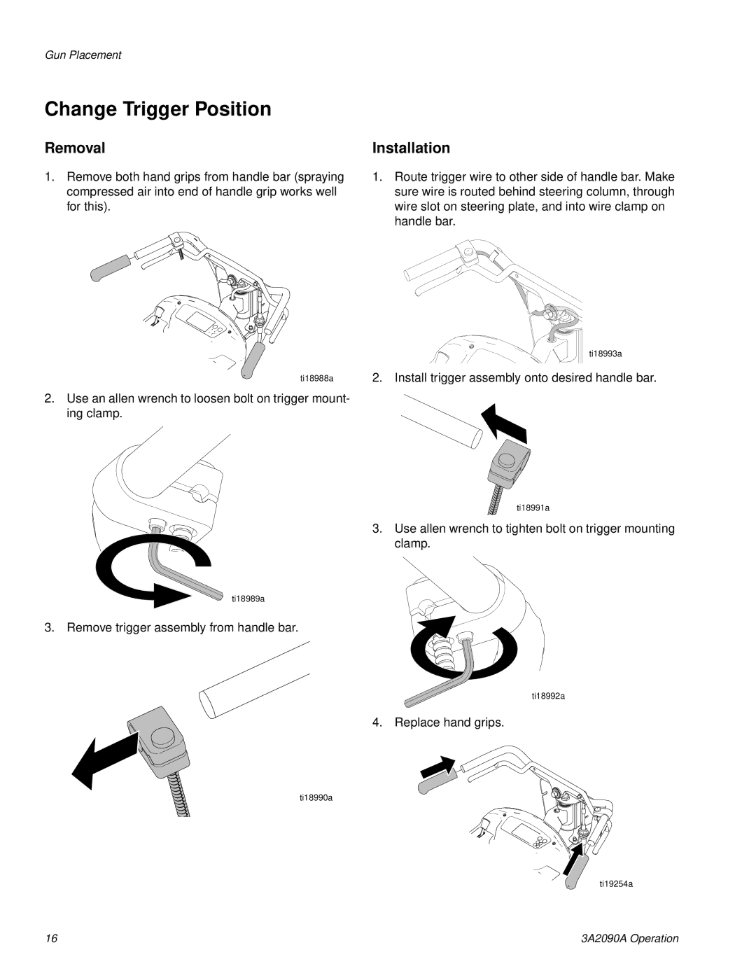 Graco 24K961, 24K960, 24M608, 24K962 important safety instructions Change Trigger Position, Removal 