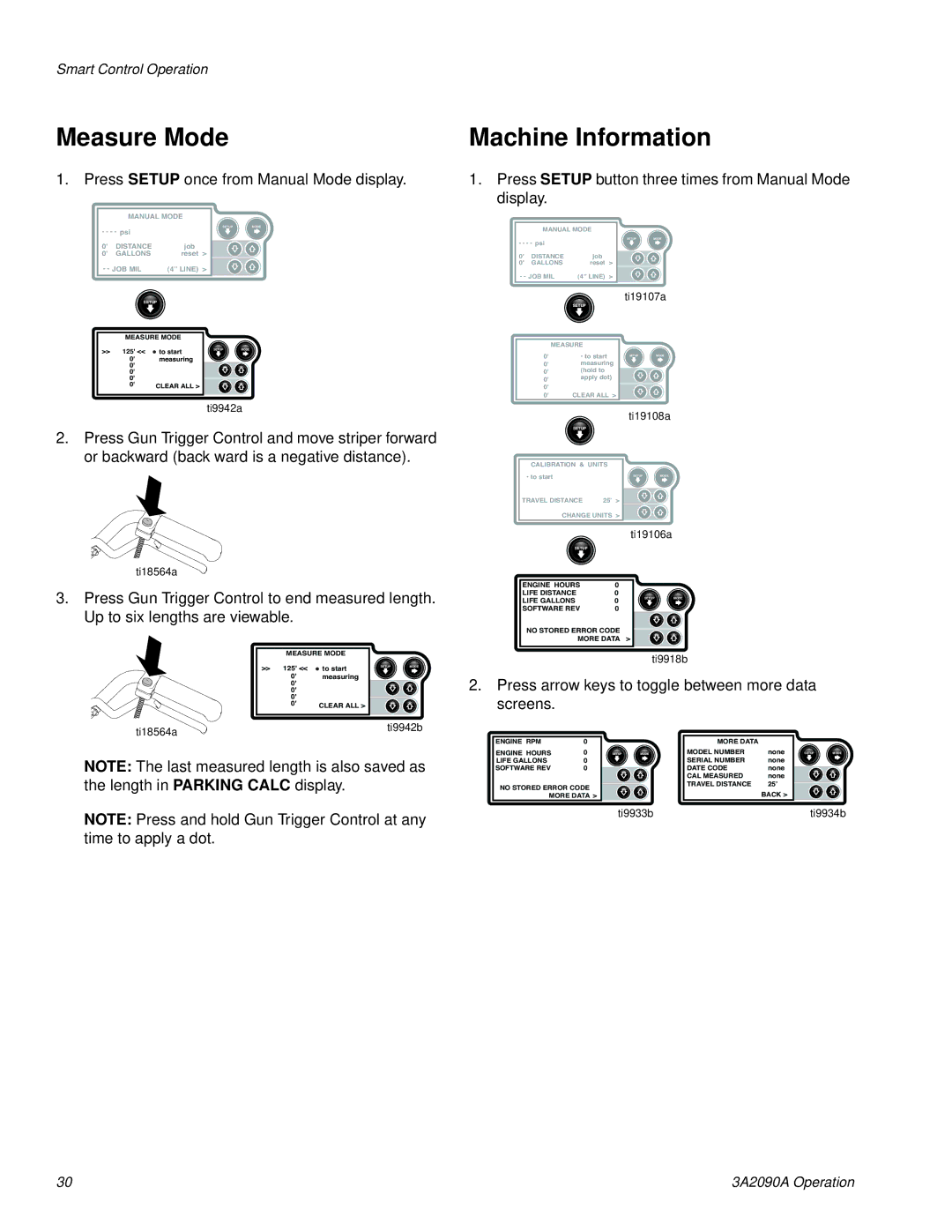 Graco 24M608, 24K961, 24K960, 24K962 important safety instructions Measure Mode, Machine Information 