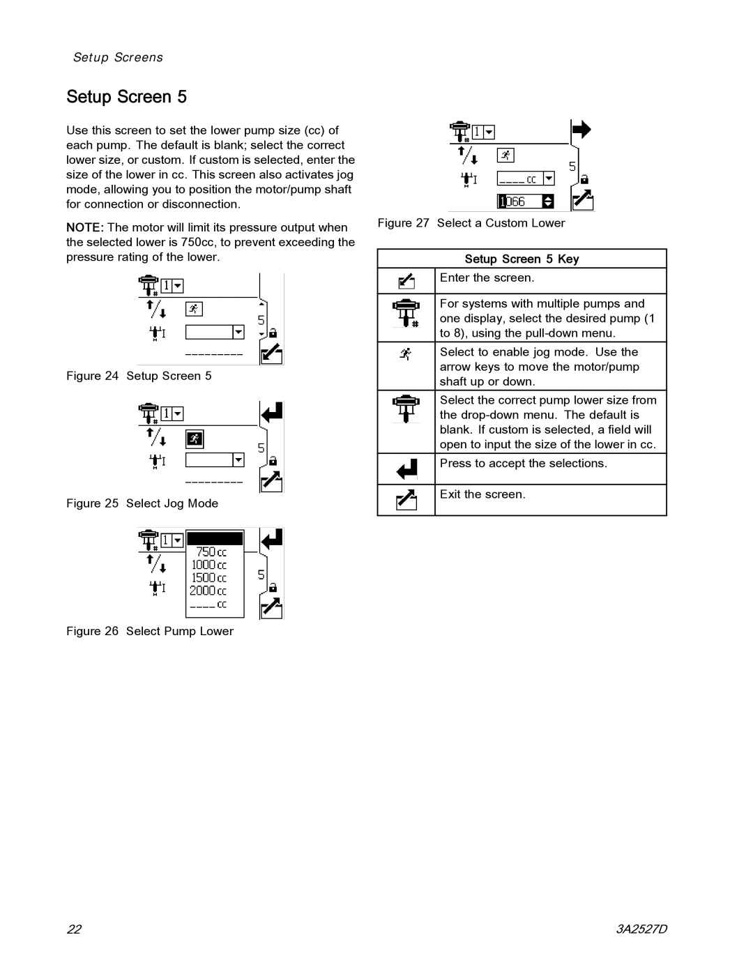 Graco 24P822 important safety instructions Select Jog Mode, Setup Screen 5 Key 