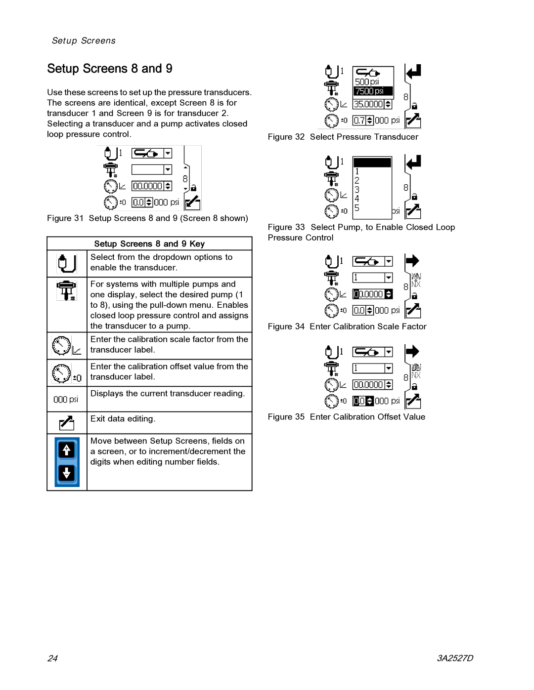 Graco 24P822 important safety instructions Setup Screens 8 and 9 Key 