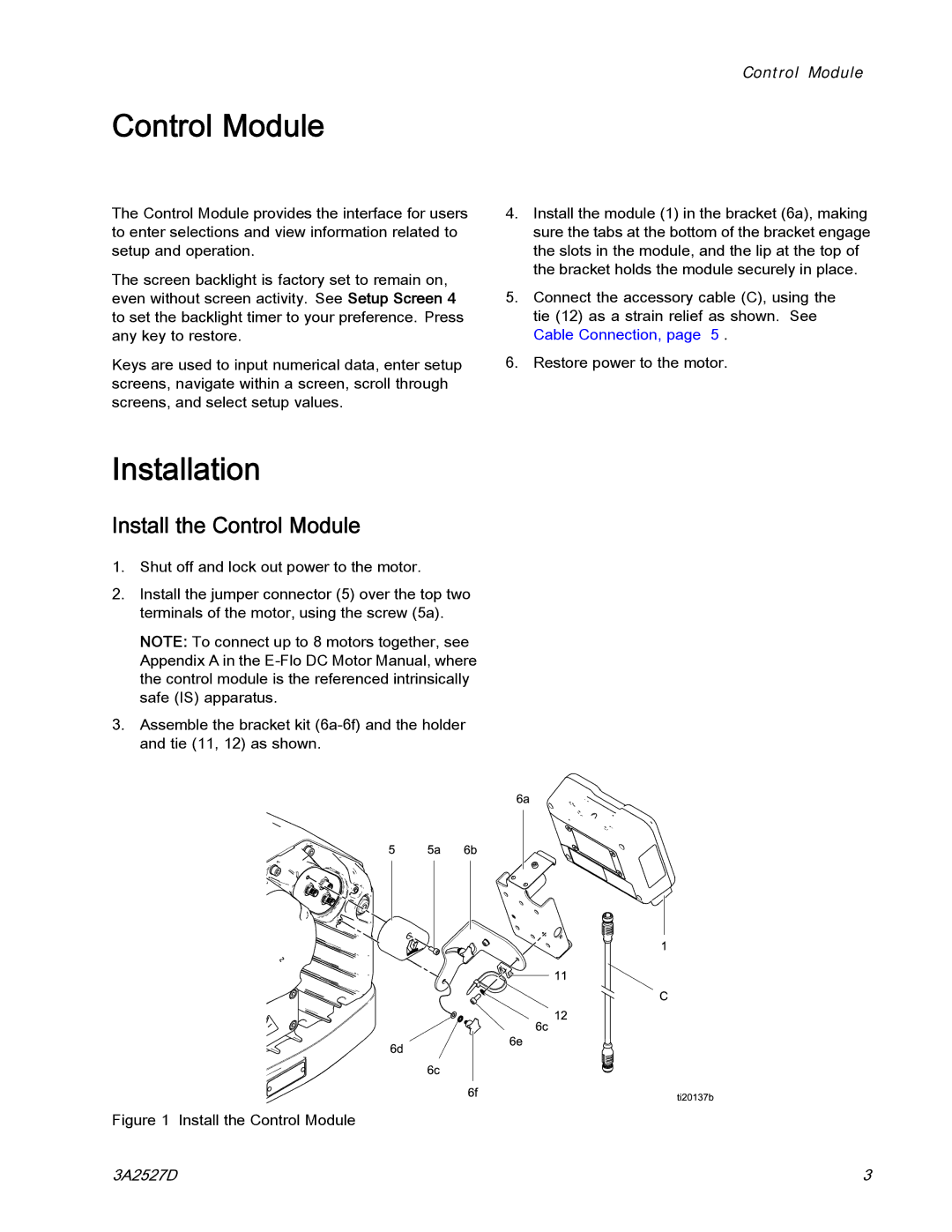 Graco 24P822 important safety instructions Installation, Install the Control Module 