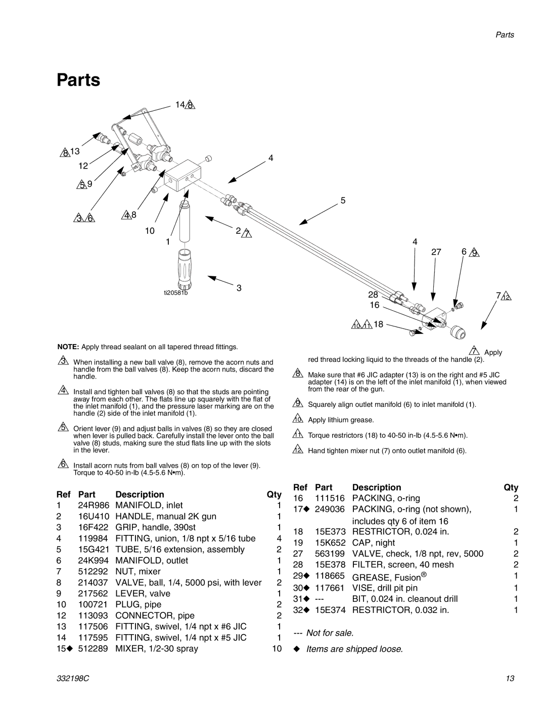 Graco 24R021 important safety instructions Parts, Part Description Qty 