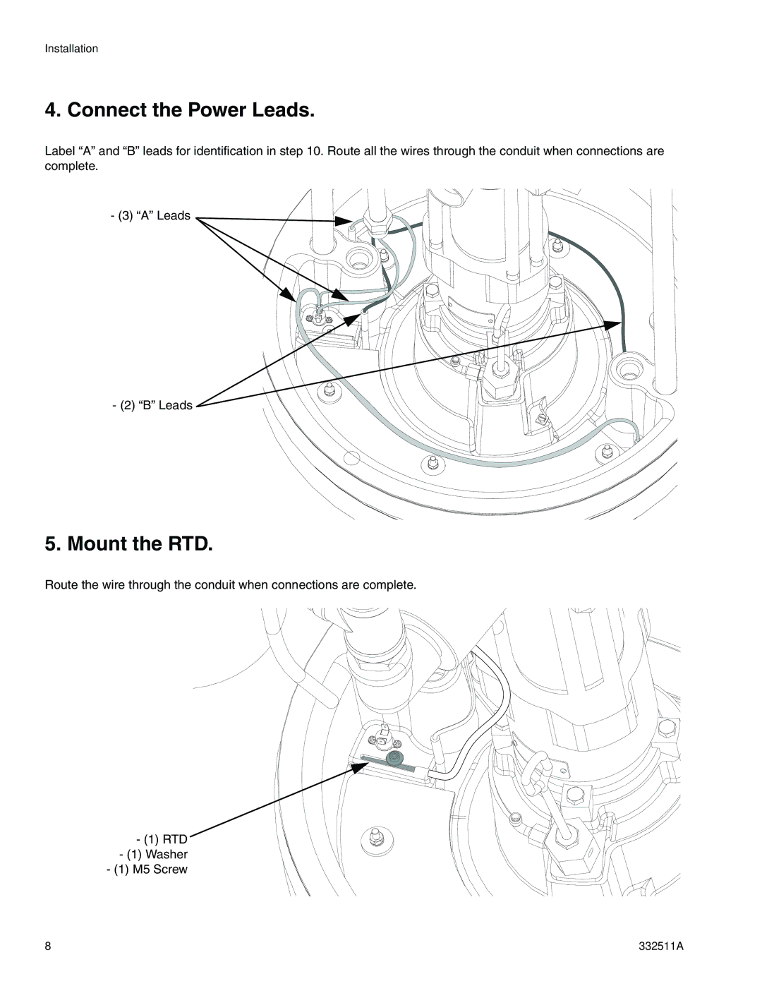 Graco 24R200 operation manual Connect the Power Leads, Mount the RTD 