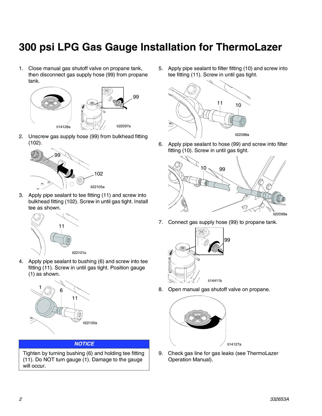 Graco 24T885 important safety instructions Psi LPG Gas Gauge Installation for ThermoLazer 