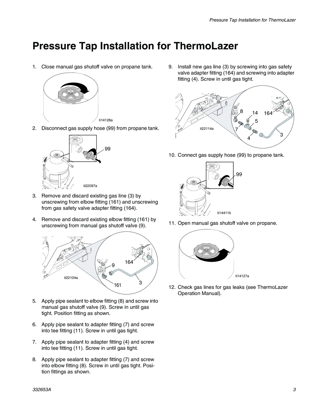 Graco 24T885 important safety instructions Pressure Tap Installation for ThermoLazer, 332653A 