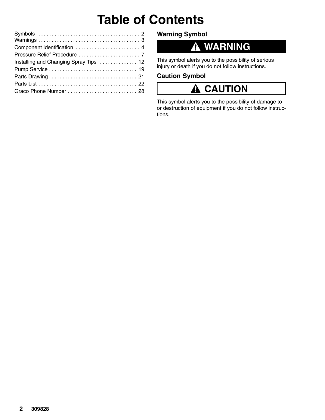 Graco 246601, 2525LD, 2626LD, 249065 important safety instructions Table of Contents 