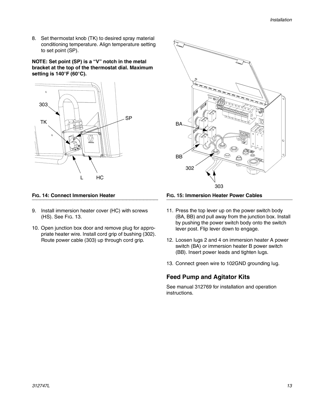 Graco 255963 important safety instructions Connect Immersion Heater, Immersion Heater Power Cables 