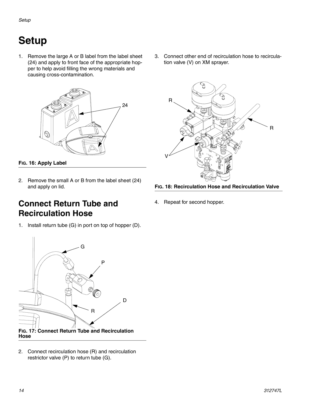 Graco 255963 important safety instructions Setup, Connect Return Tube and Recirculation Hose 