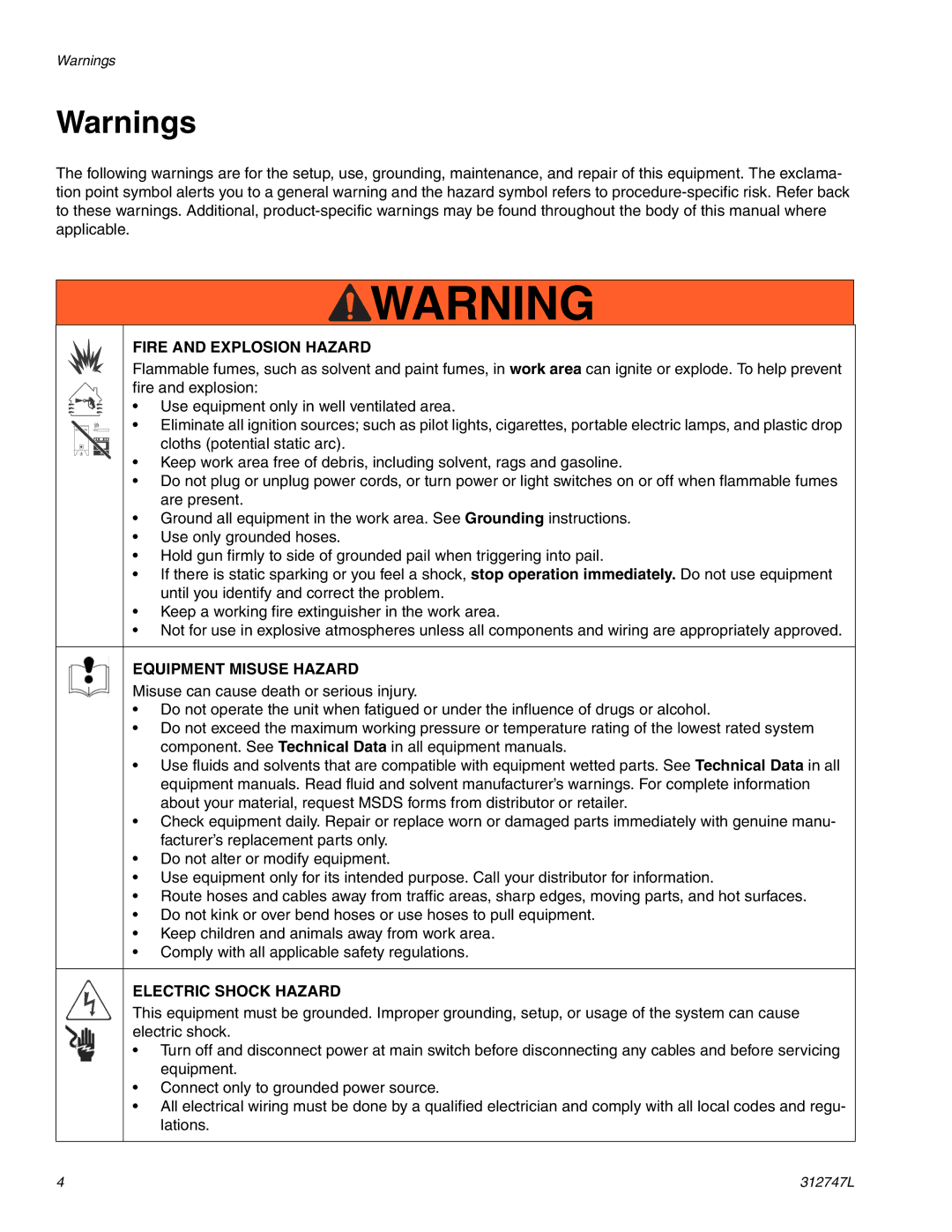 Graco 255963 important safety instructions Fire and Explosion Hazard 