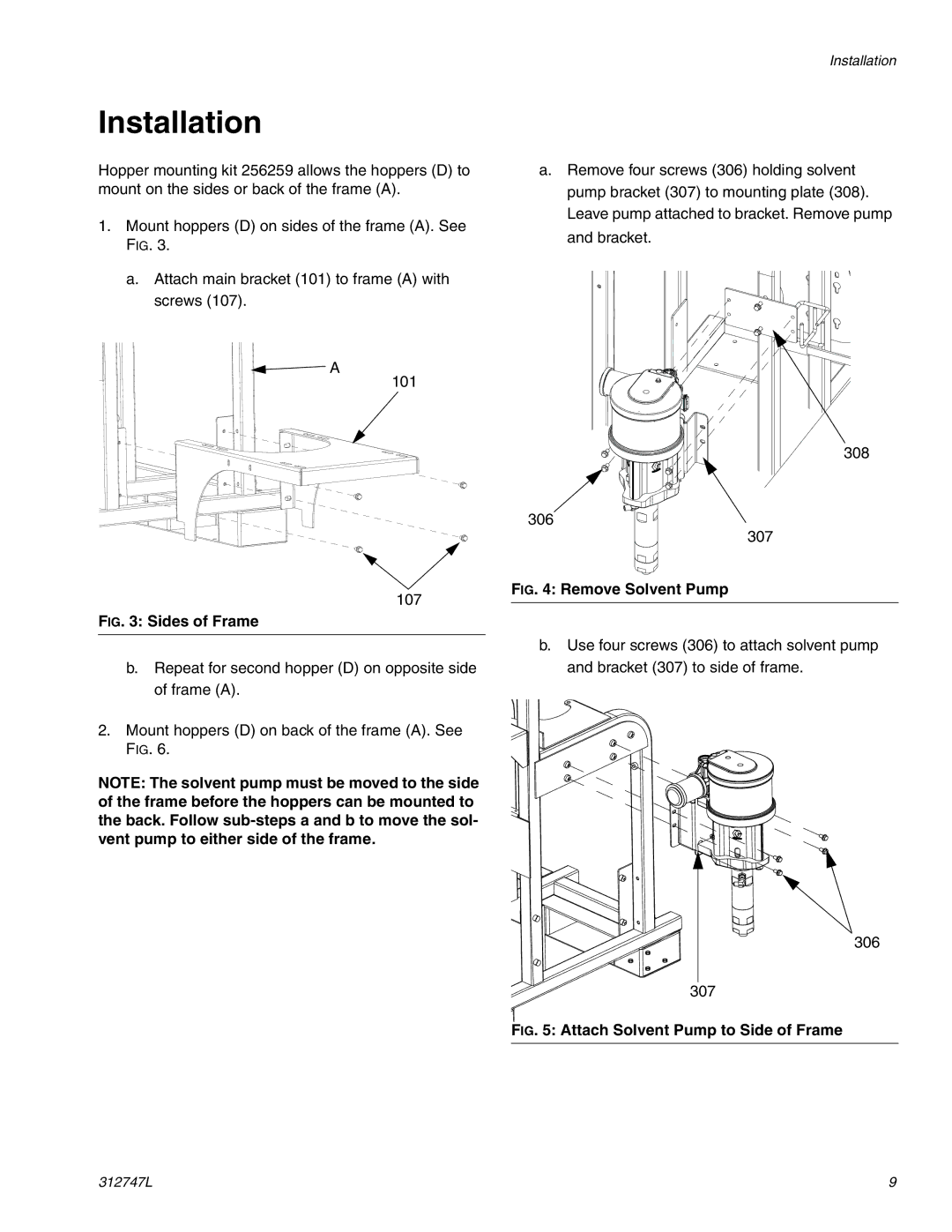 Graco 255963 important safety instructions Installation, Sides of Frame 