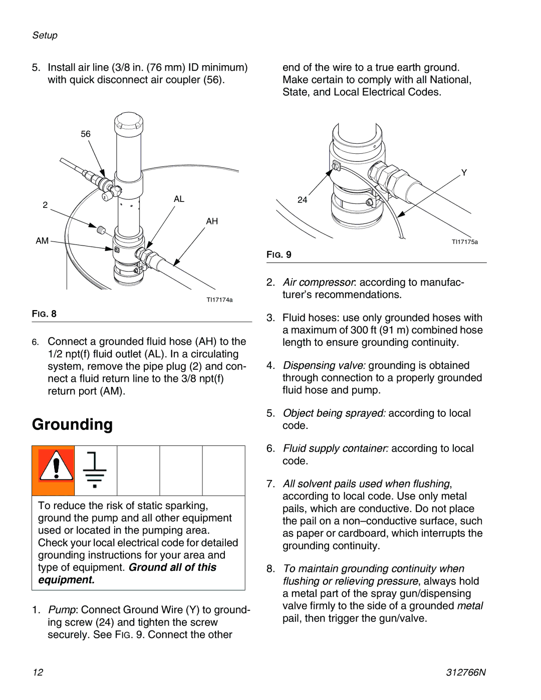 Graco 256200 important safety instructions Grounding 