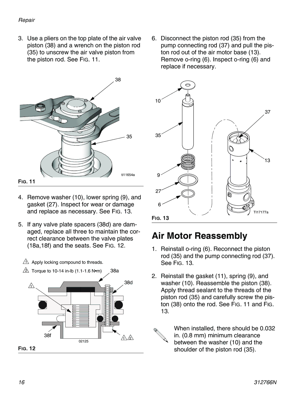 Graco 256200 important safety instructions Air Motor Reassembly 