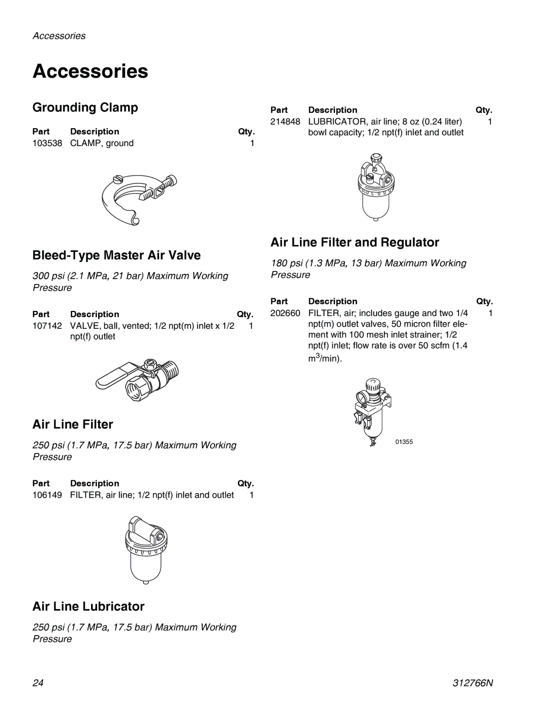 Graco 256200 important safety instructions Accessories, Grounding Clamp 