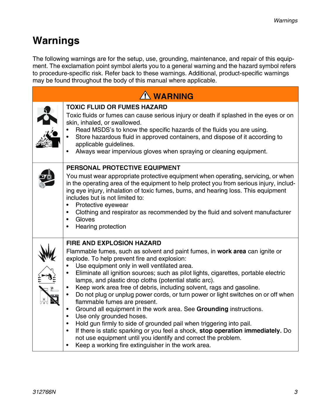 Graco 256200 important safety instructions Toxic Fluid or Fumes Hazard 