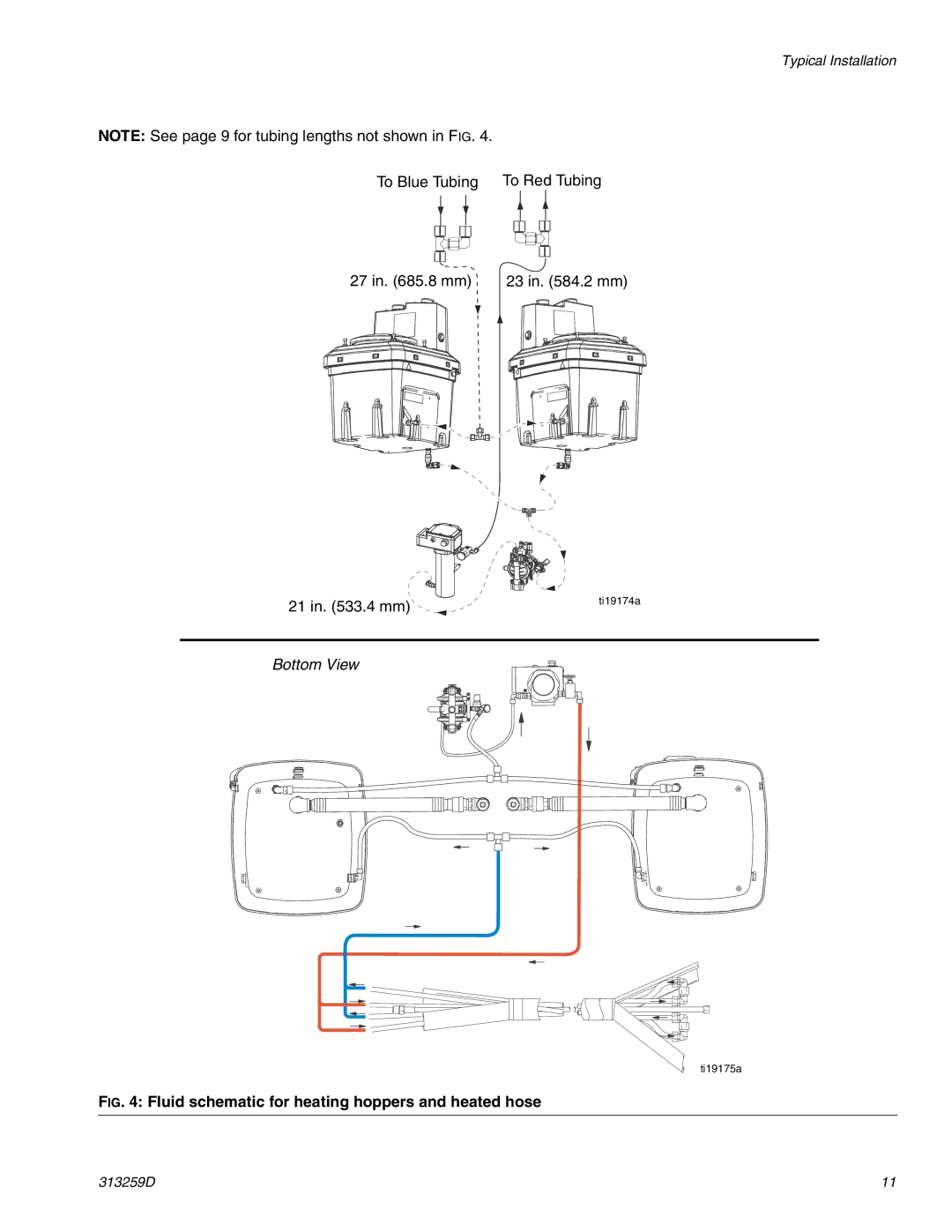 Graco 24M224(HP), 256273(HM) important safety instructions Fluid schematic for heating hoppers and heated hose 