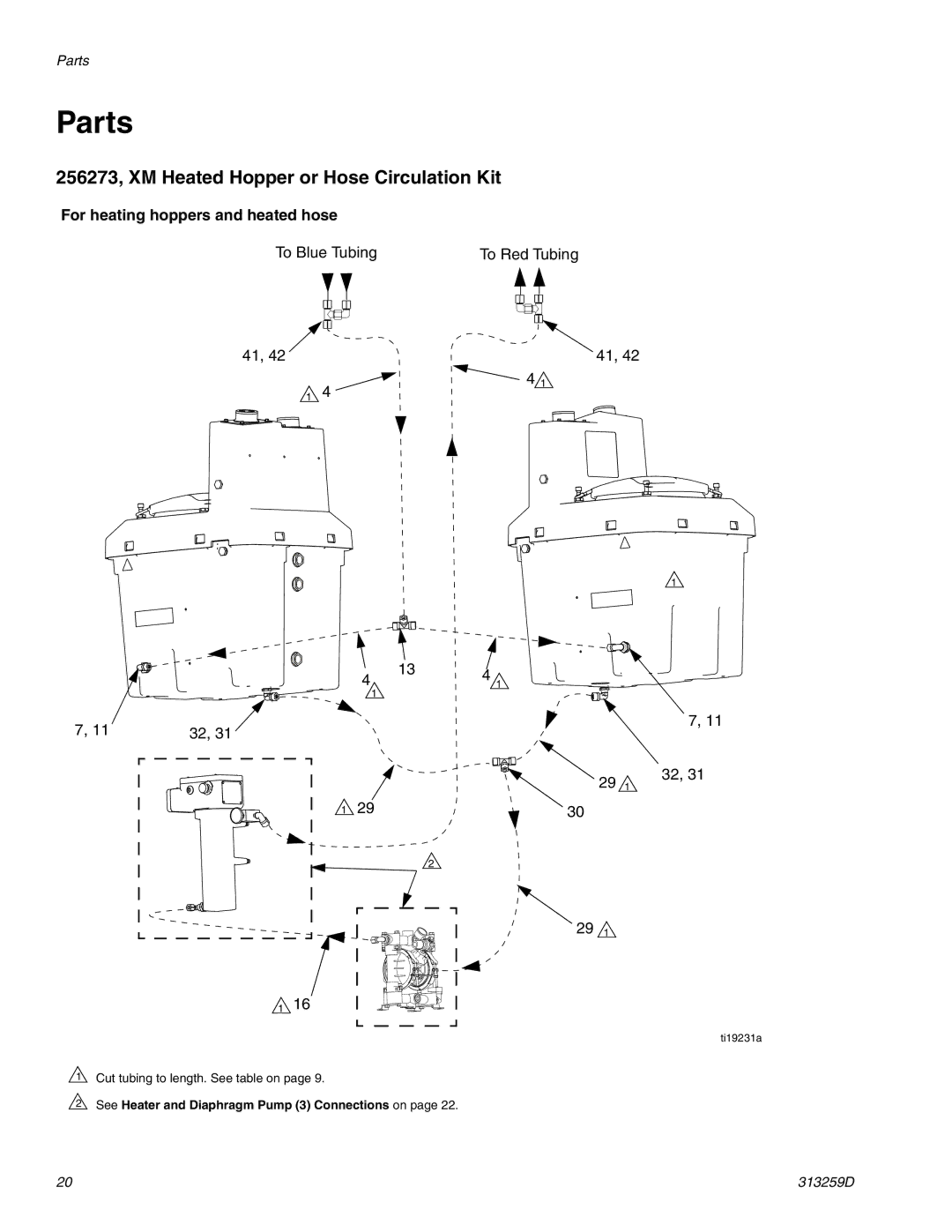 Graco 256273(HM), 24M224(HP) Parts, 256273, XM Heated Hopper or Hose Circulation Kit, For heating hoppers and heated hose 