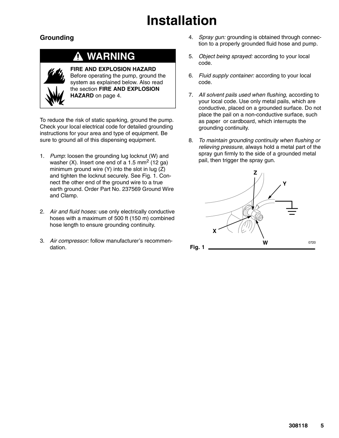 Graco 256714, 256713, 223540, 224348 important safety instructions Installation, Grounding 