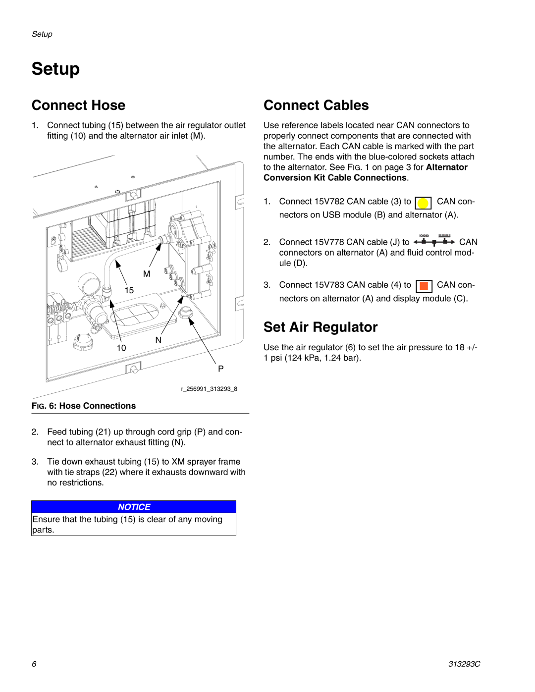 Graco 256991 important safety instructions Setup, Connect Hose, Connect Cables, Set Air Regulator 