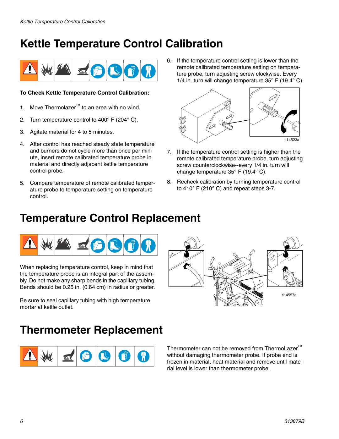 Graco 258699, 257500 Kettle Temperature Control Calibration, Temperature Control Replacement, Thermometer Replacement 