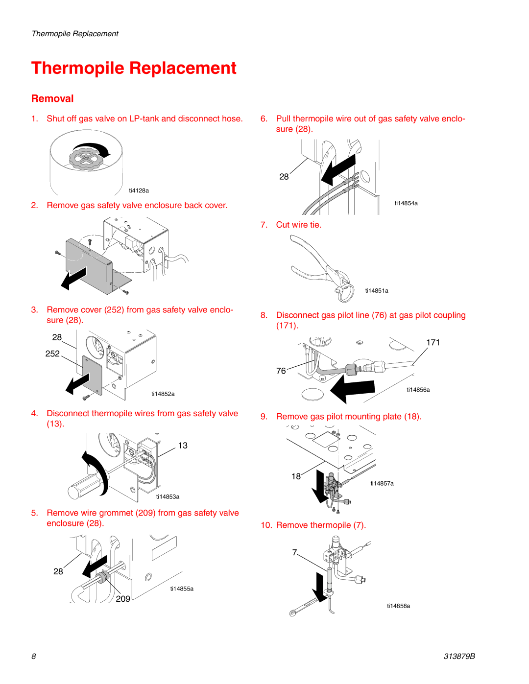 Graco 258699, 257500 important safety instructions Thermopile Replacement 