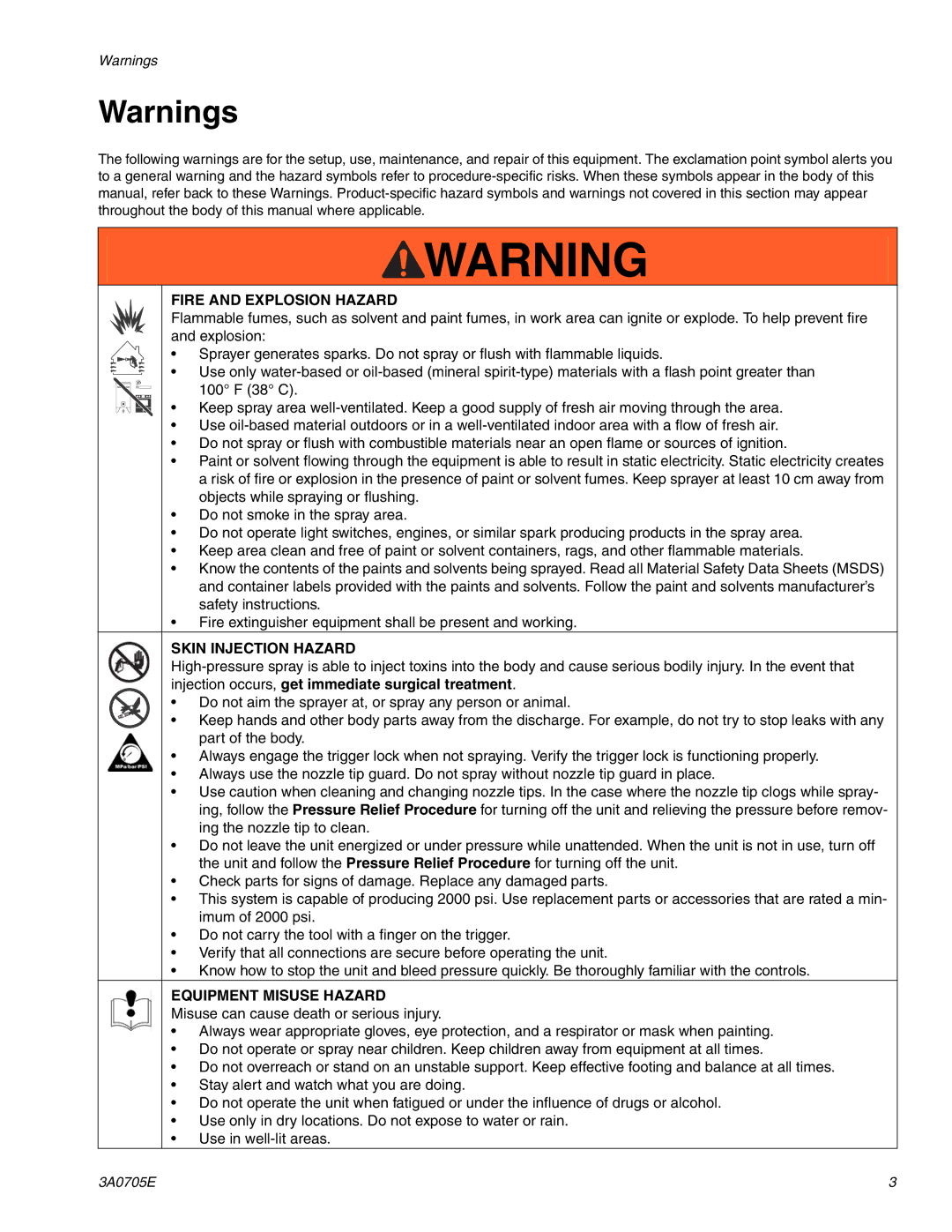 Graco 258864, 258880 important safety instructions Fire and Explosion Hazard 