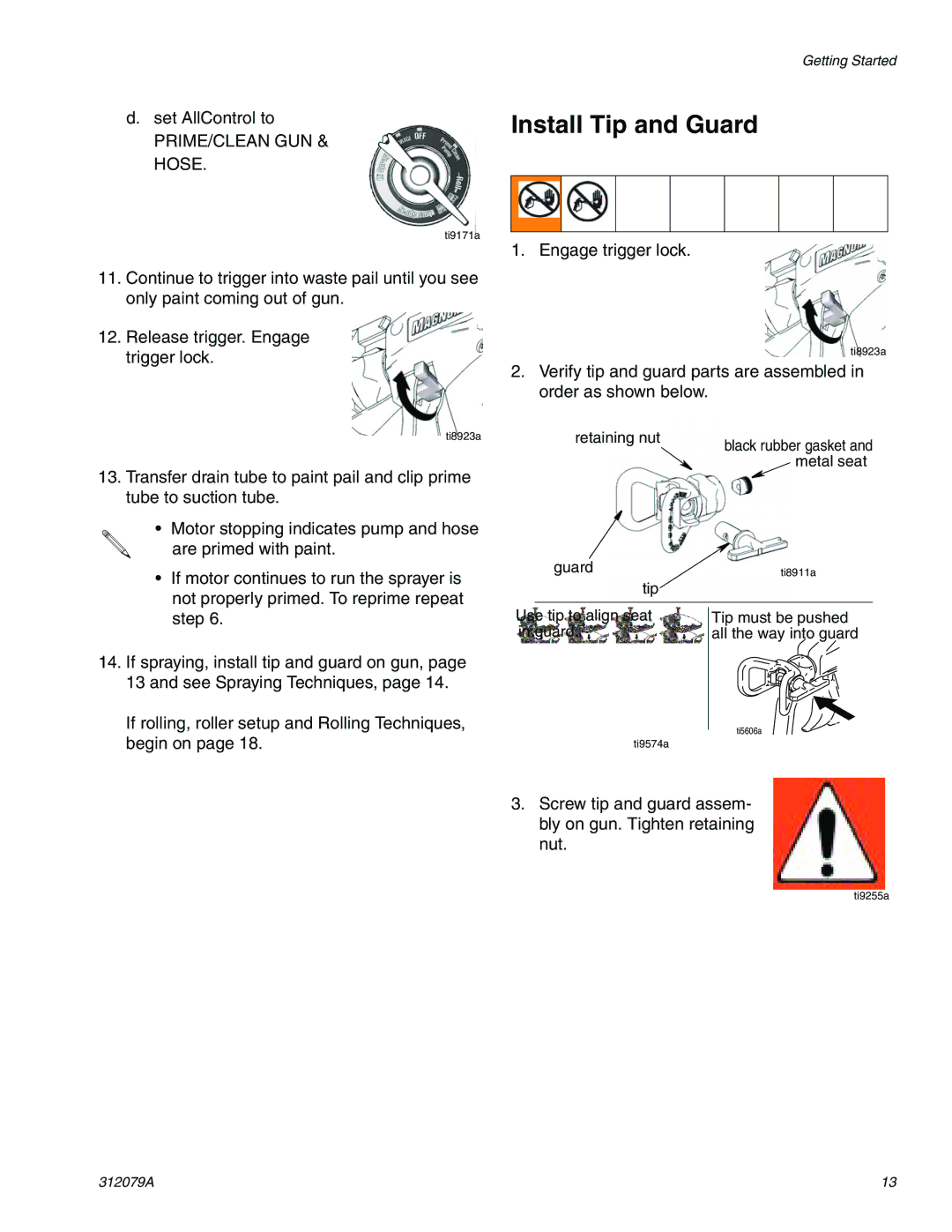 Graco 261800 specifications Install Tip and Guard 