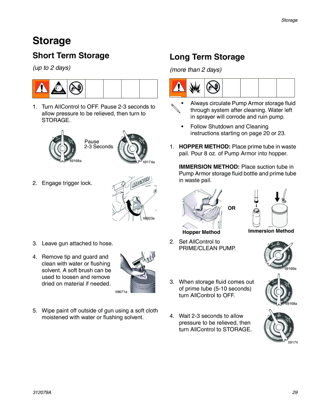 Graco 261800 specifications Short Term Storage, Long Term Storage 