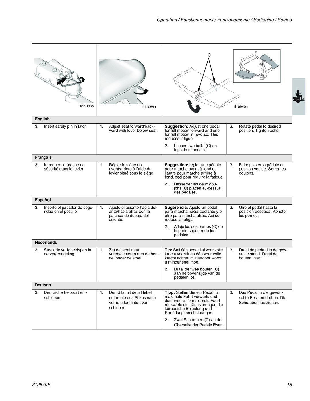 Graco 262005, 262004 important safety instructions Ti11086a Ti11085a Ti10940a 