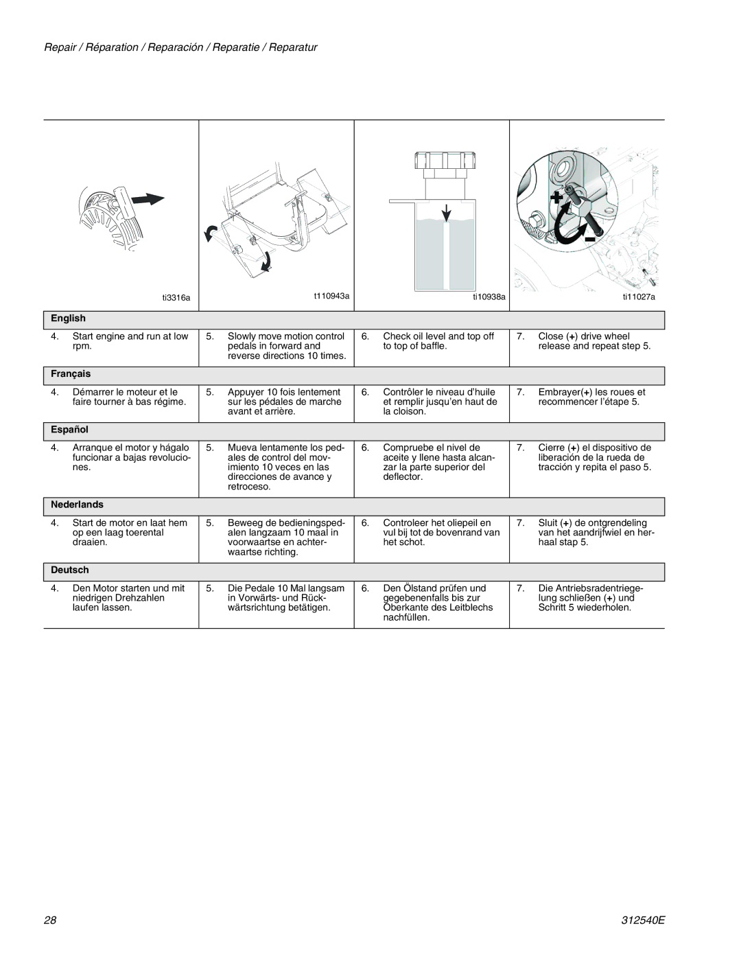 Graco 262004, 262005 important safety instructions T110943a Ti3316a Ti10938a Ti11027a 