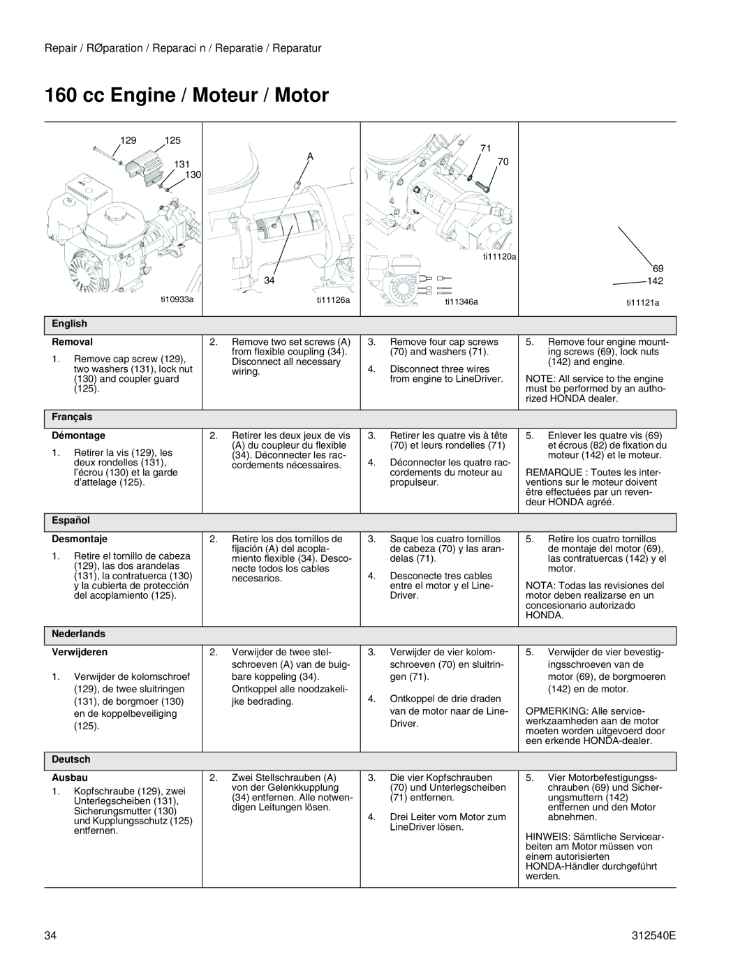 Graco 262004, 262005 important safety instructions Cc Engine / Moteur / Motor 