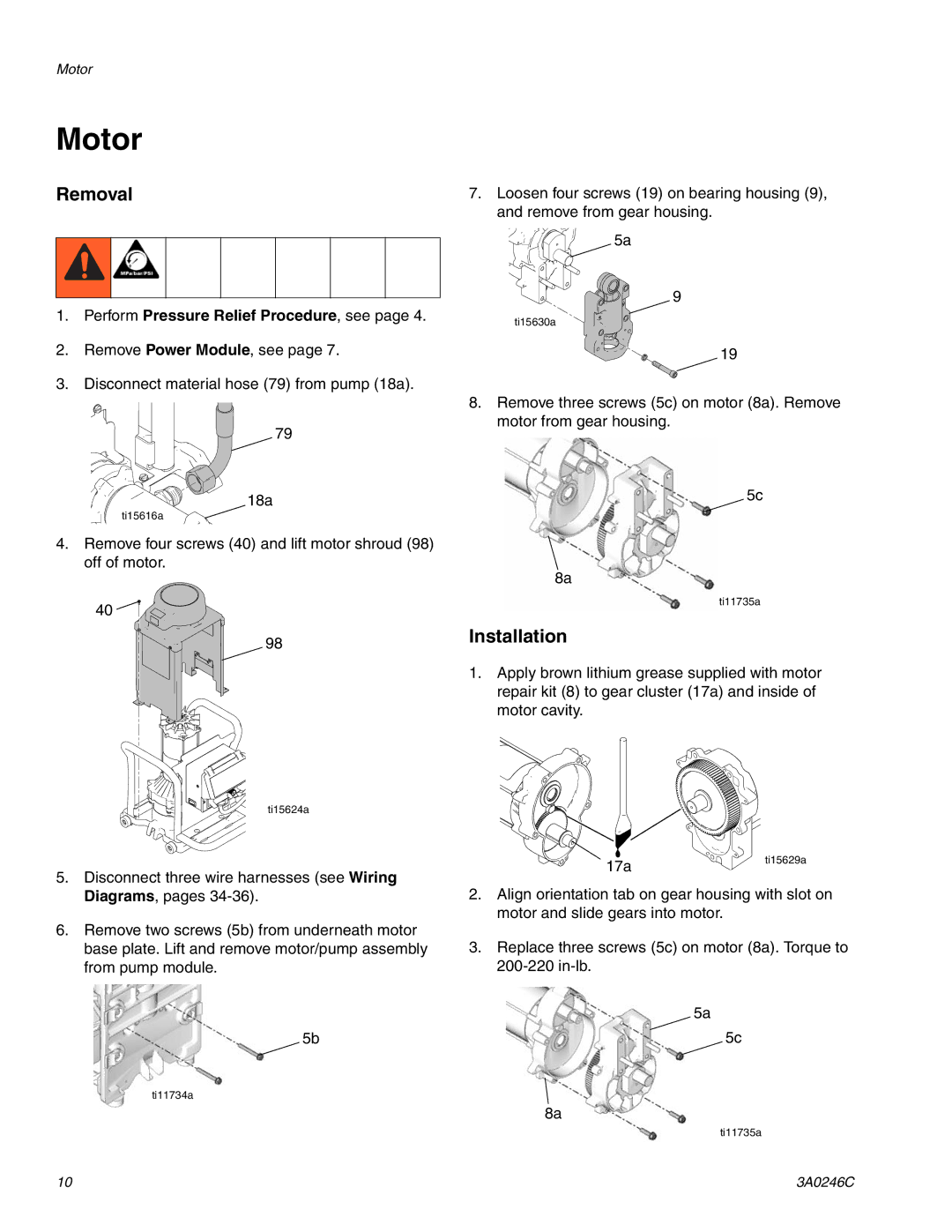 Graco 262300, 262288, 258907, 258906, 257100 manual Motor 