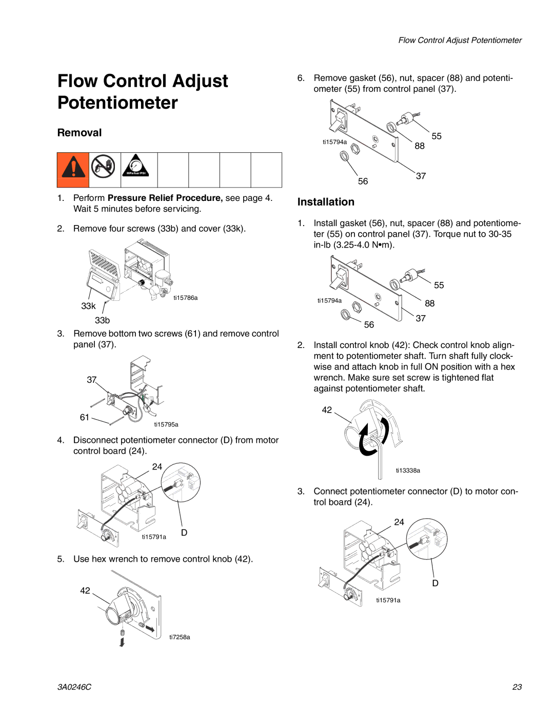 Graco 258906, 262300, 262288, 258907, 257100 manual Flow Control Adjust Potentiometer 