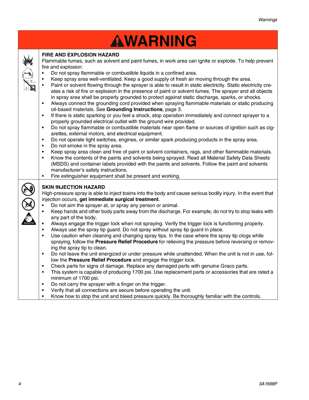 Graco 16H242, 262612, 16H241, 16H243, 16H245, 16F887  16H240, 16H829 important safety instructions Fire and Explosion Hazard 